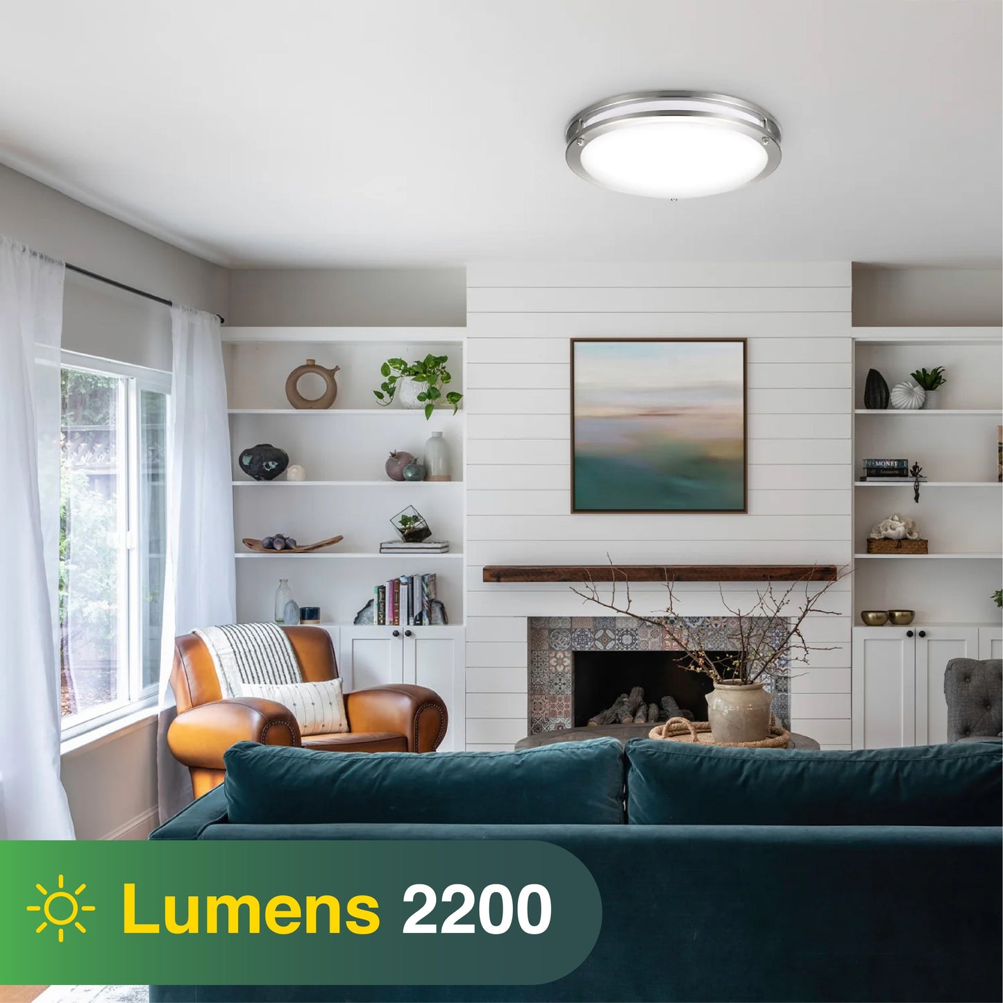 LED Double Ring Golden Flushmount Light - 16W/22W/26W with 5-in-1 CCT 2700K/3000K/3500K/4000K/5000K