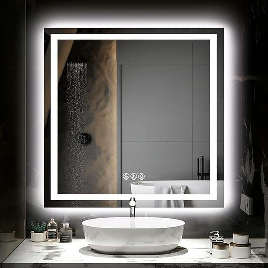 Led Mirror - Window Style with Defogger 36x36